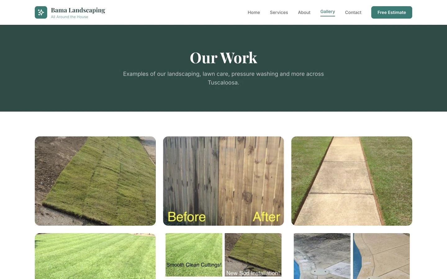 Bama Landscaping: Gallery desktop layout