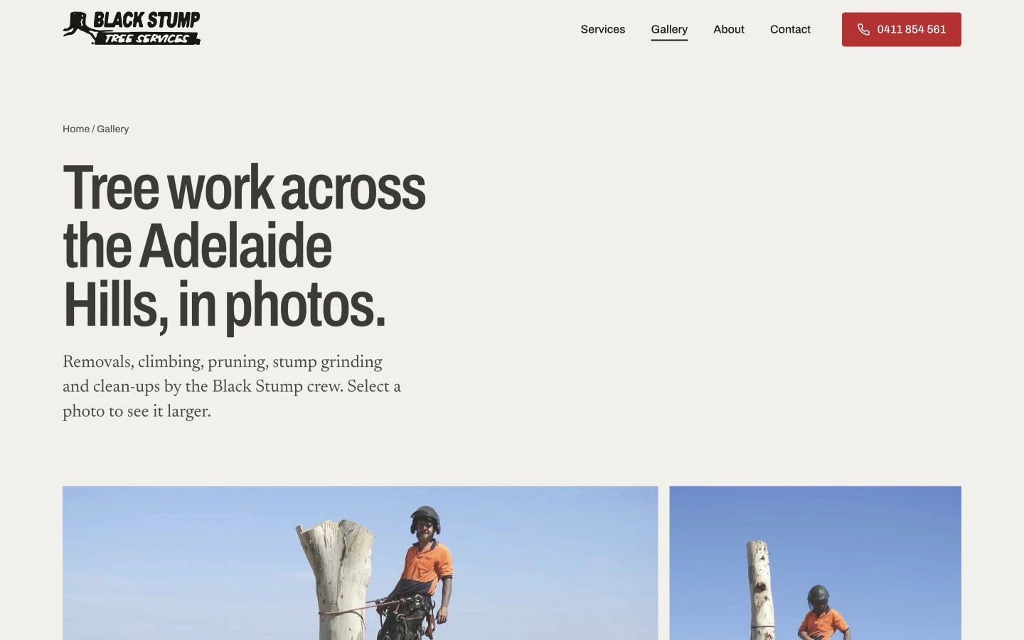 Black Stump Tree Services: Gallery desktop layout