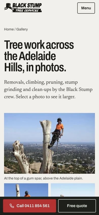 Black Stump Tree Services: Gallery mobile layout