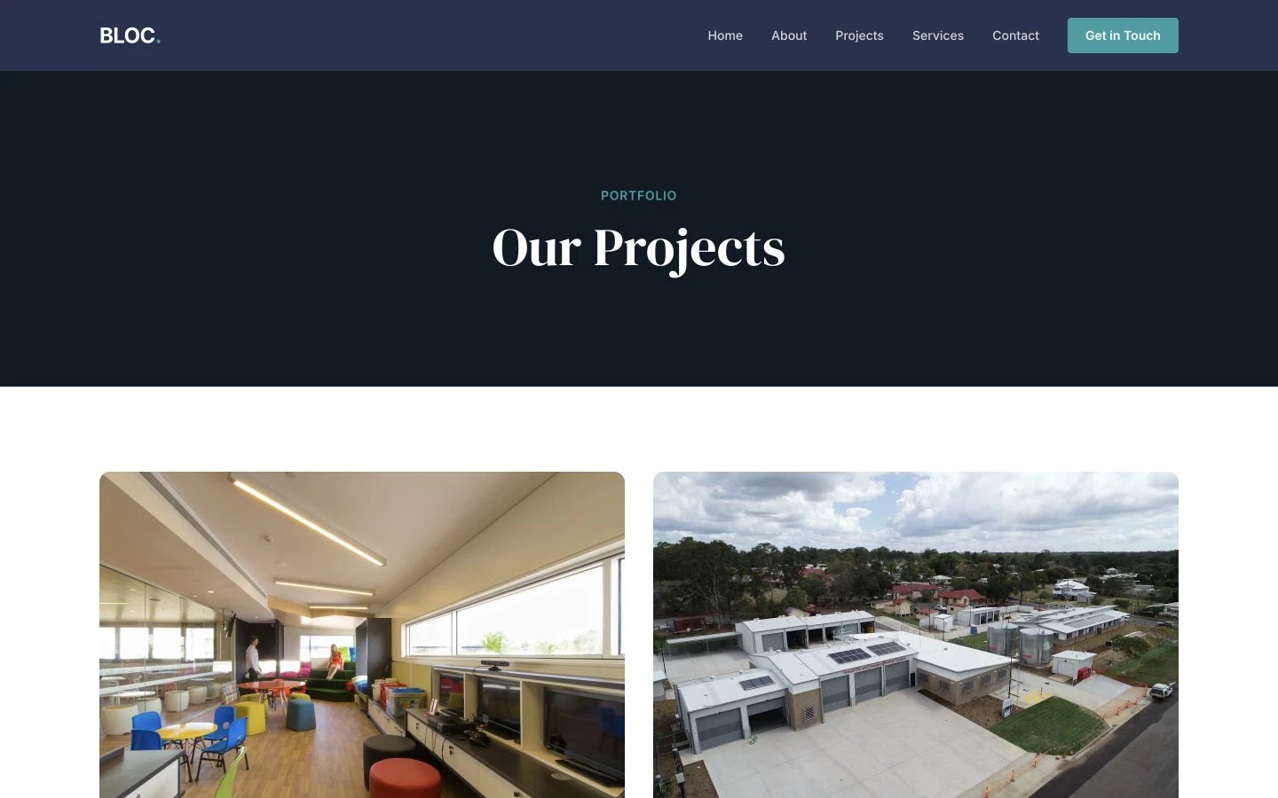 BLOC Design: Projects desktop layout