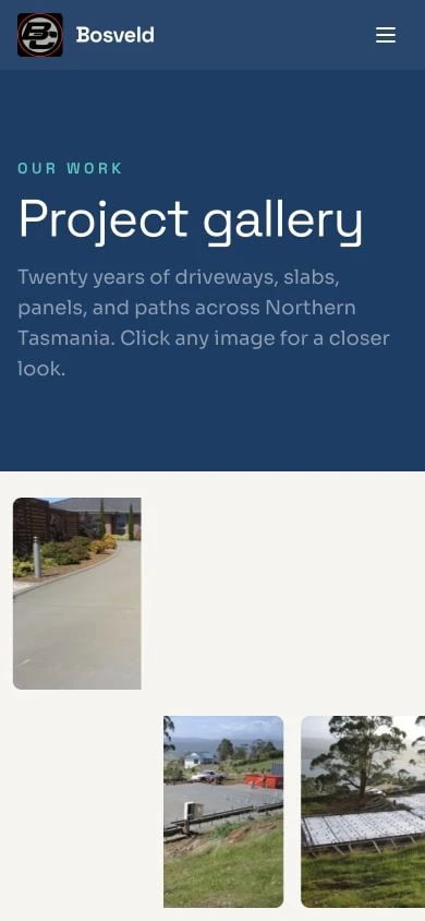 Bosveld Concreting: Gallery mobile layout