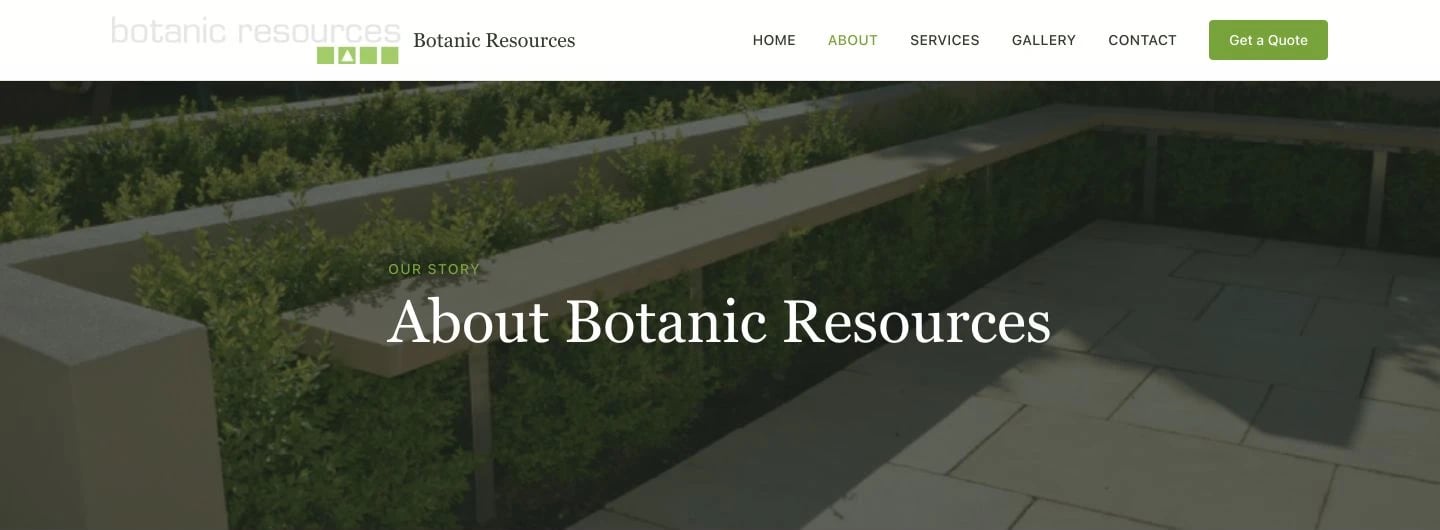 Botanic Resources: About design, showing “About Botanic Resources”