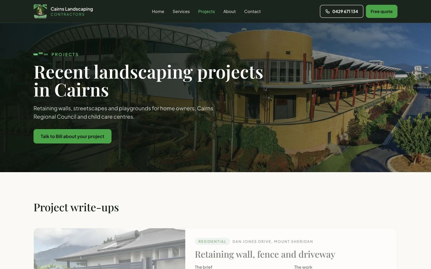 Cairns Landscaping Contractors: Gallery desktop layout