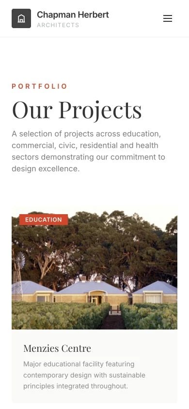 Chapman Herbert Architects: Projects mobile layout