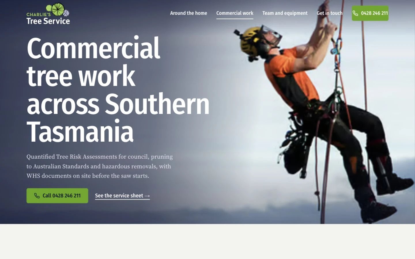 Charlie's Tree Service: Commercial desktop layout