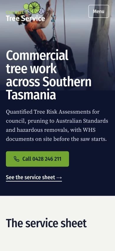 Charlie's Tree Service: Commercial mobile layout