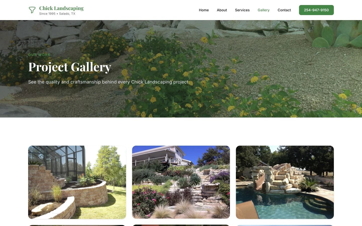 Chick Landscaping: Gallery desktop layout