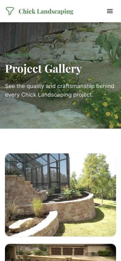 Chick Landscaping: Gallery mobile layout
