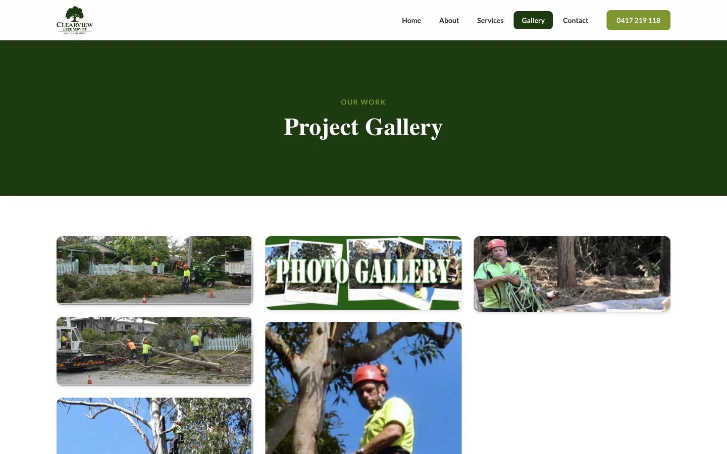 Clearview Tree Service: Gallery desktop layout
