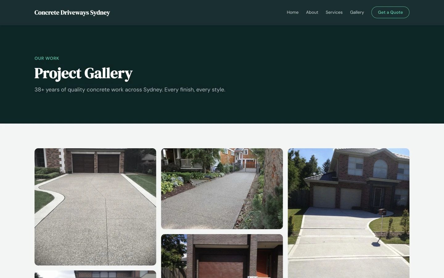 Concrete Driveways Sydney: Gallery desktop layout