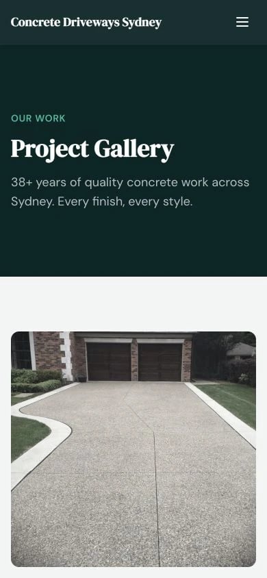 Concrete Driveways Sydney: Gallery mobile layout