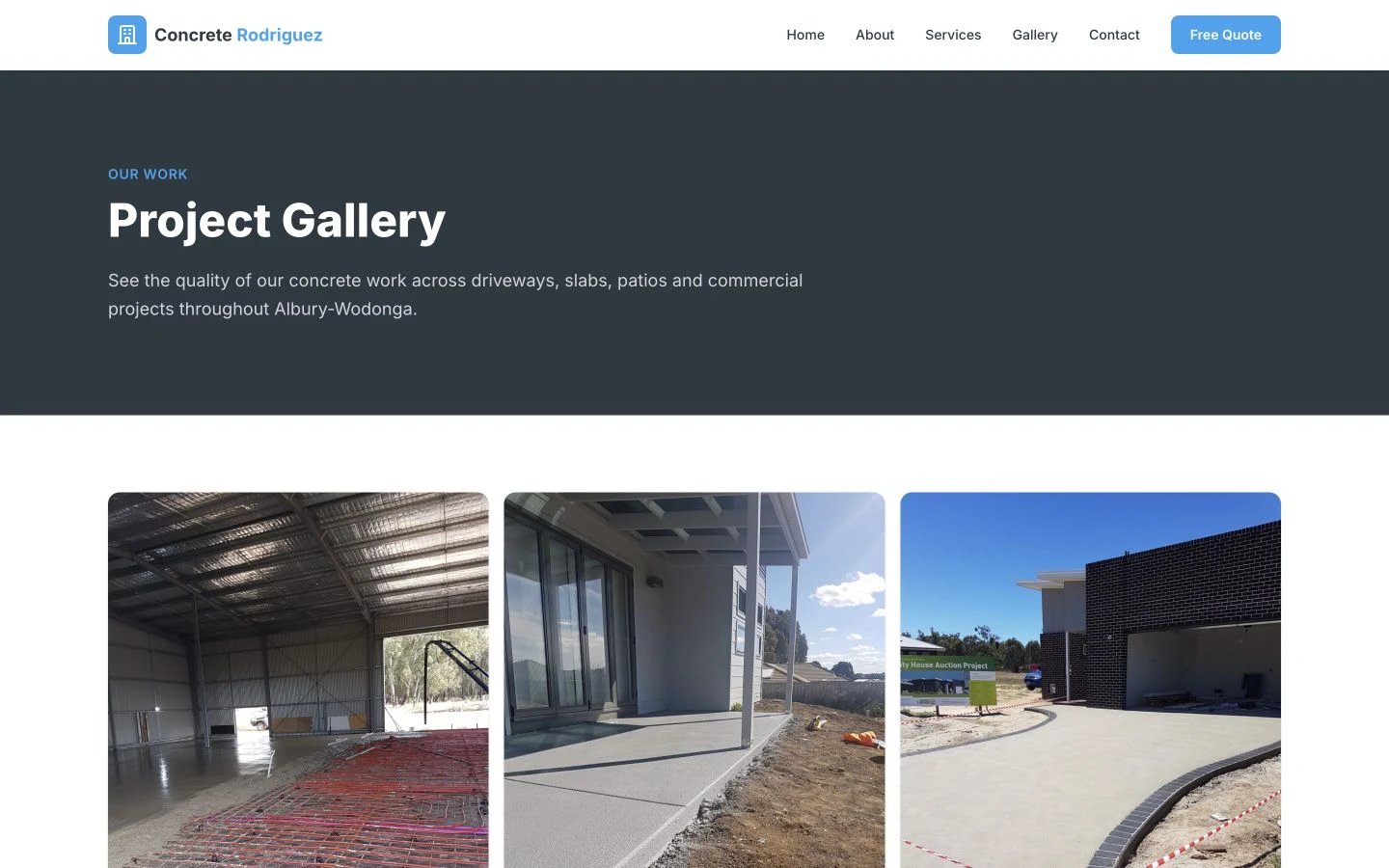 Concrete Rodriguez: Gallery desktop layout