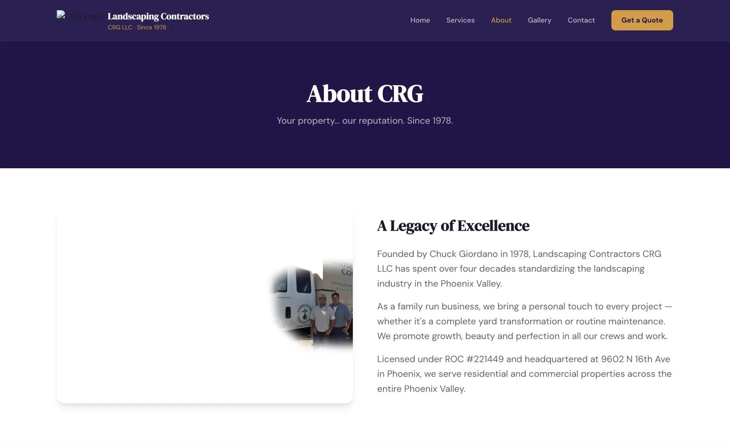CRG Landscaping Contractors: About design, showing “About CRG”