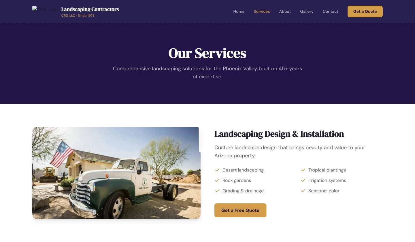 CRG Landscaping Contractors: Services desktop layout