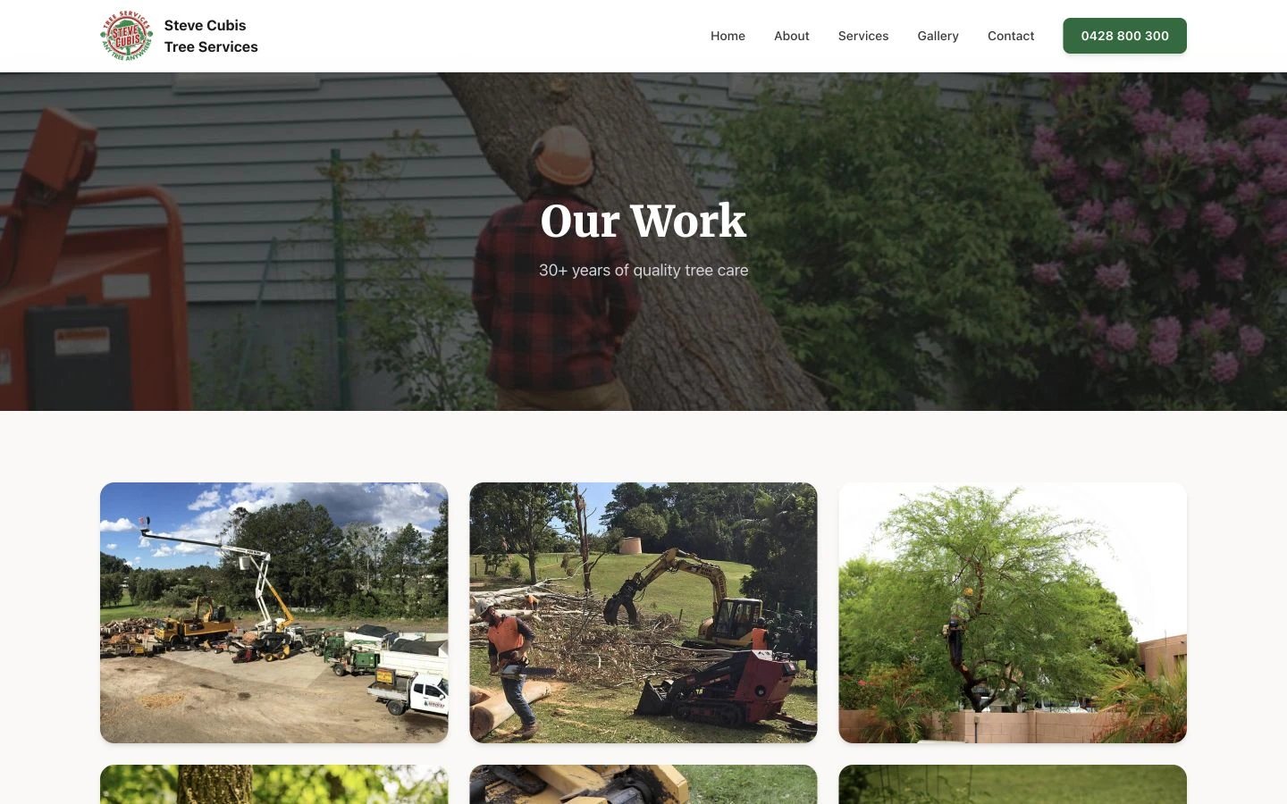 Steve Cubis Tree Services: Gallery desktop layout