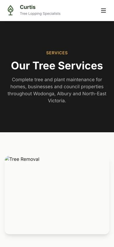 Curtis Tree Lopping Specialists: Services mobile layout