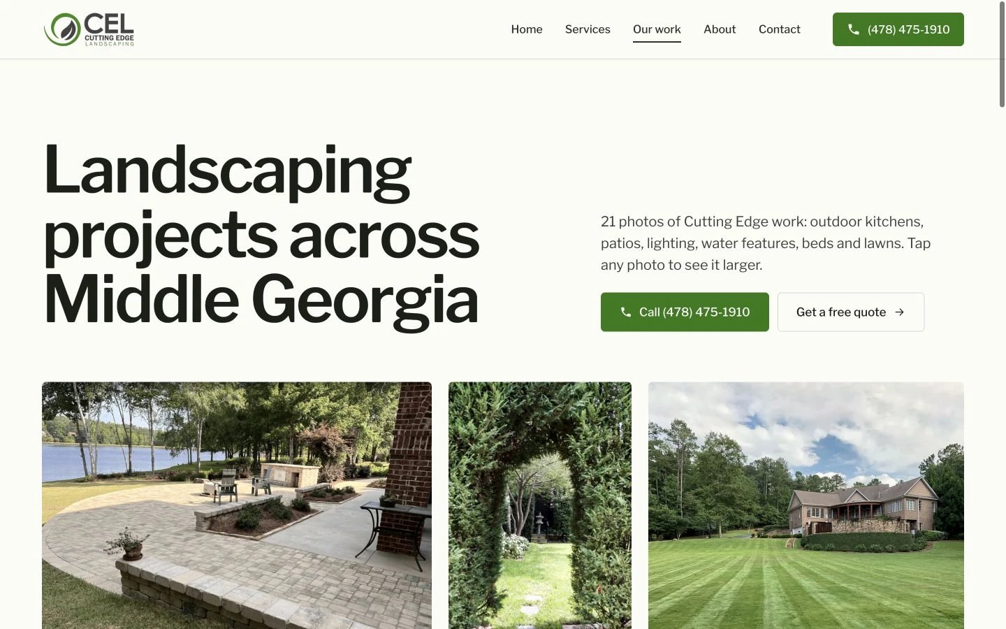 Cutting Edge Landscaping: Gallery desktop layout