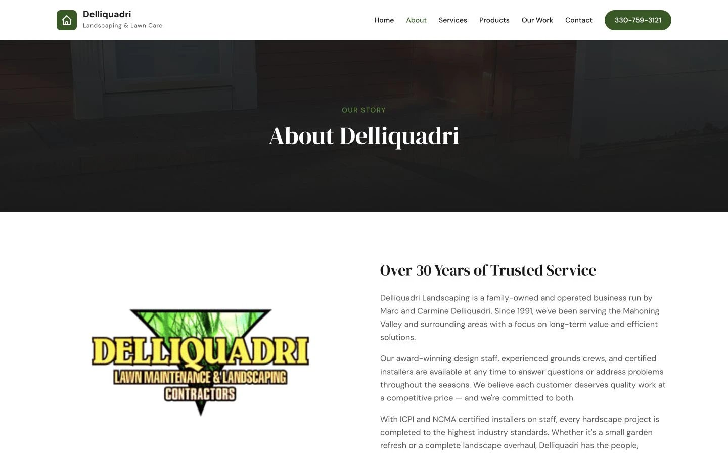 Delliquadri Landscaping: About design, showing “About Delliquadri”