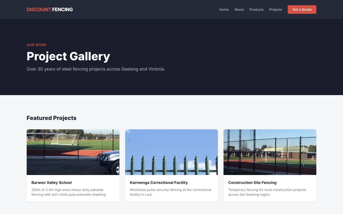 Discount Fencing Geelong: Gallery desktop layout
