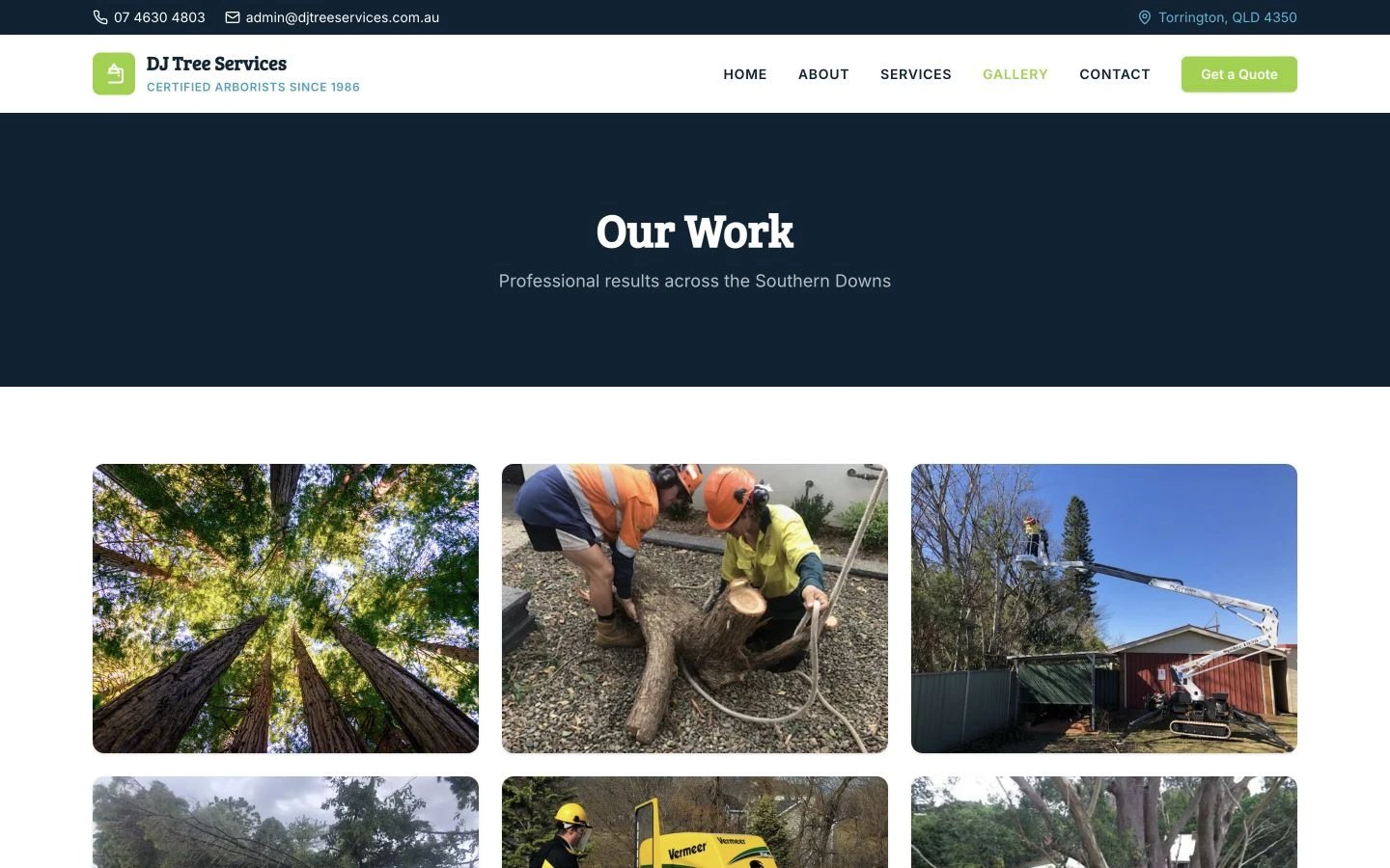 DJ Tree Services: Gallery desktop layout