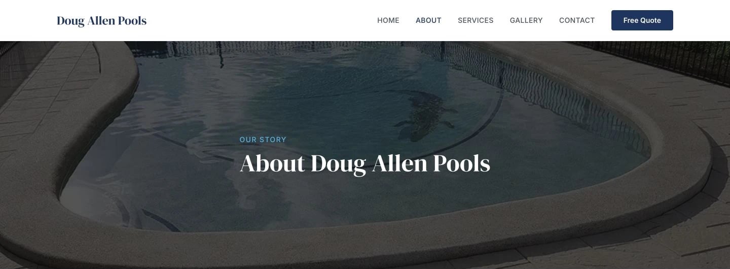 Doug Allen Pools: About design, showing “About Doug Allen Pools”