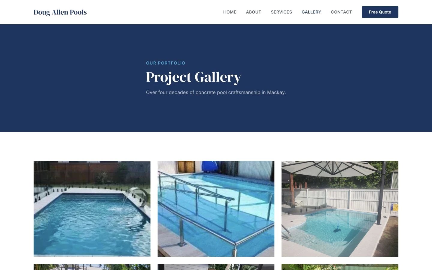 Doug Allen Pools: Gallery desktop layout