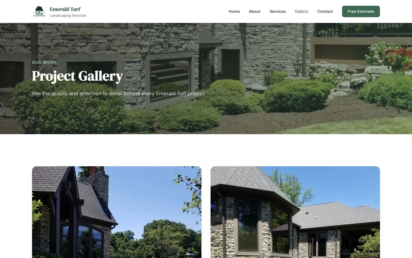 Emerald Turf Landscaping: Gallery desktop layout