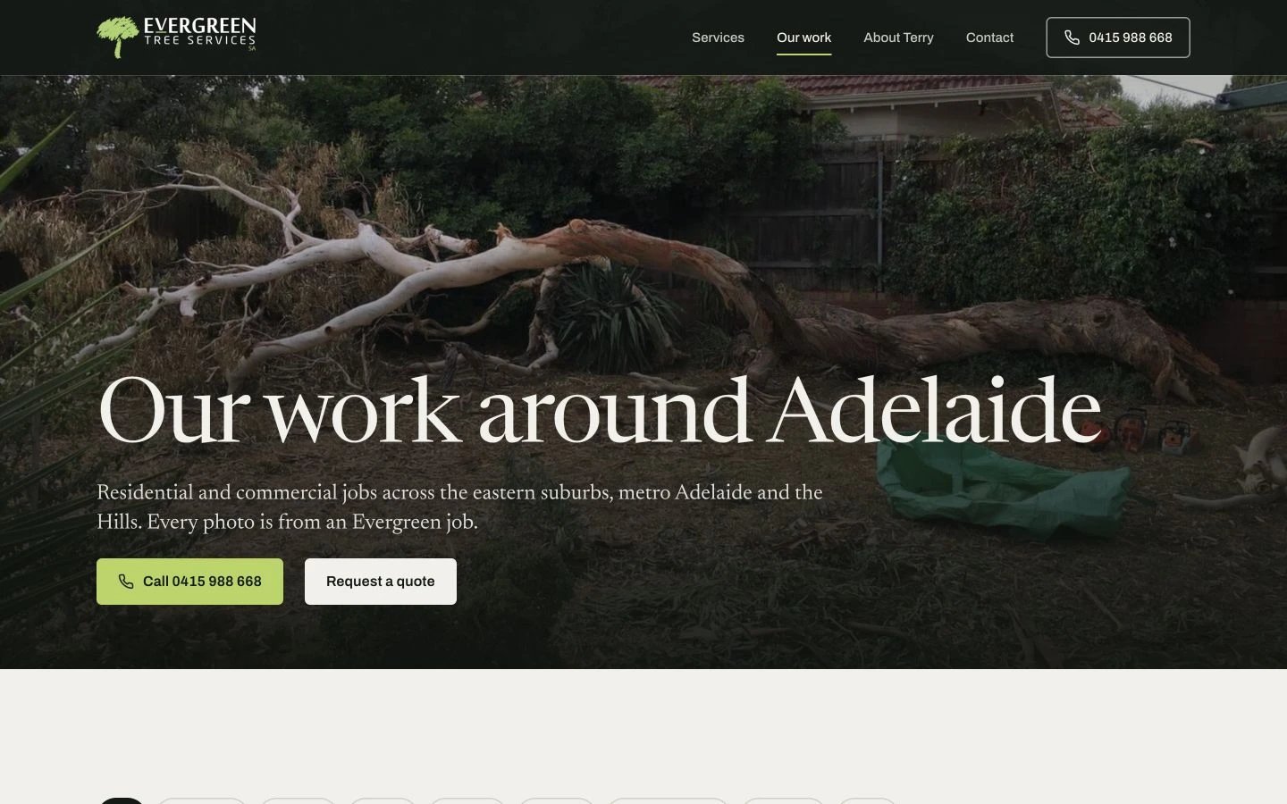 Evergreen Tree Services SA: Gallery desktop layout