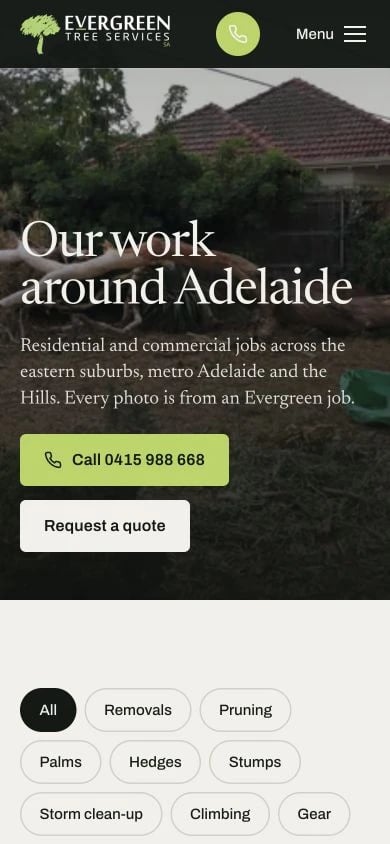 Evergreen Tree Services SA: Gallery mobile layout