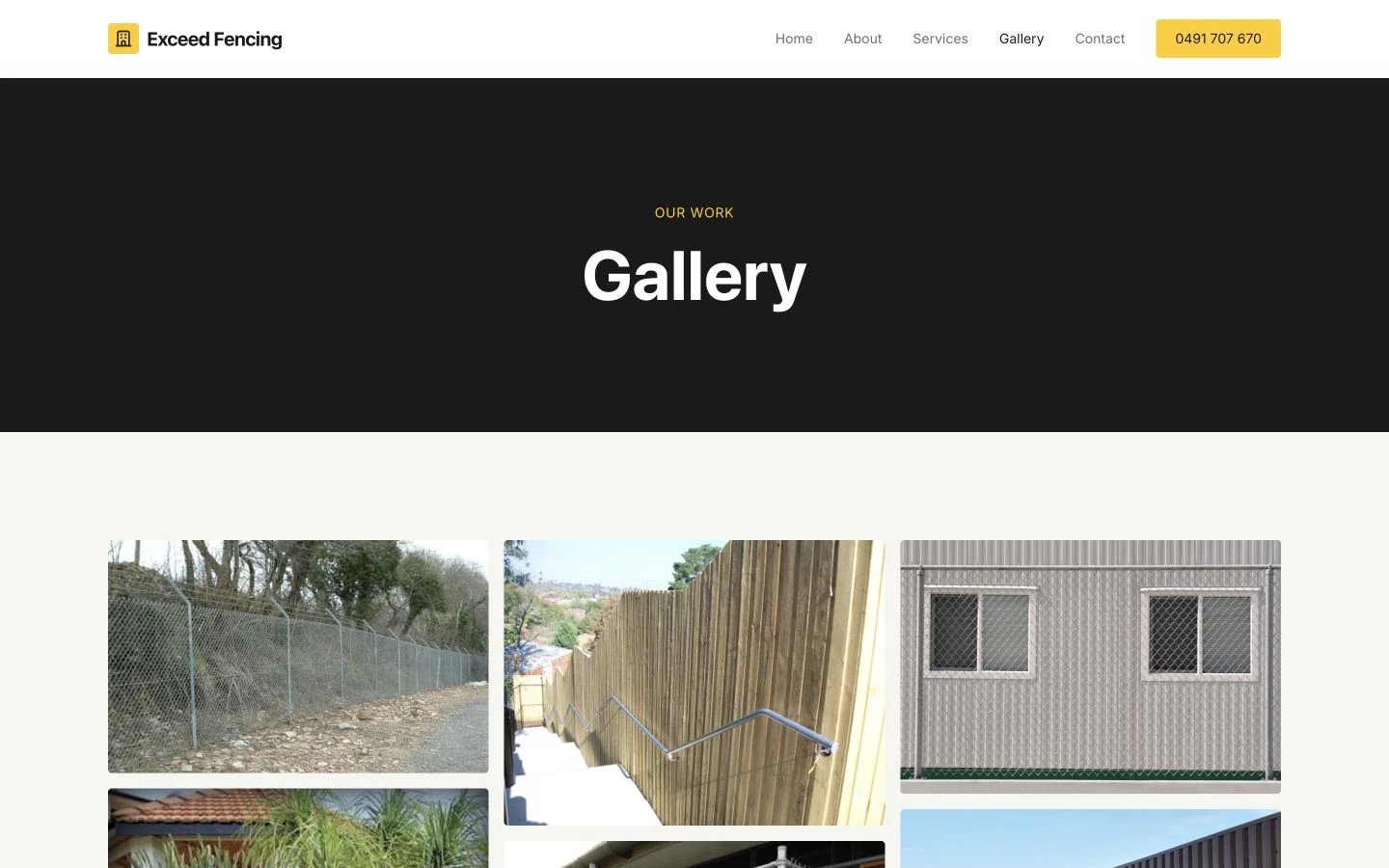 Exceed Fencing: Gallery desktop layout