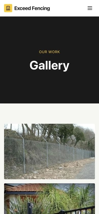 Exceed Fencing: Gallery mobile layout
