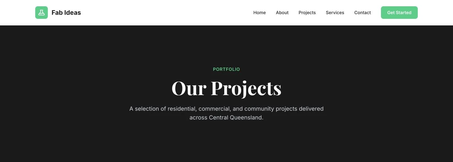 Fab Ideas: Projects desktop layout