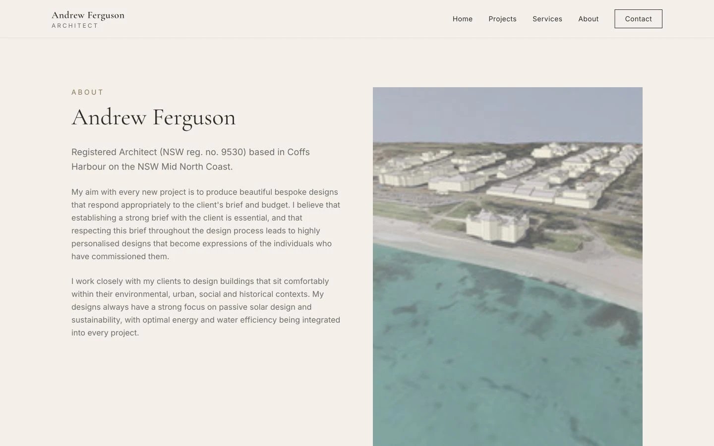 Andrew Ferguson Architect: About design, showing “Andrew Ferguson”