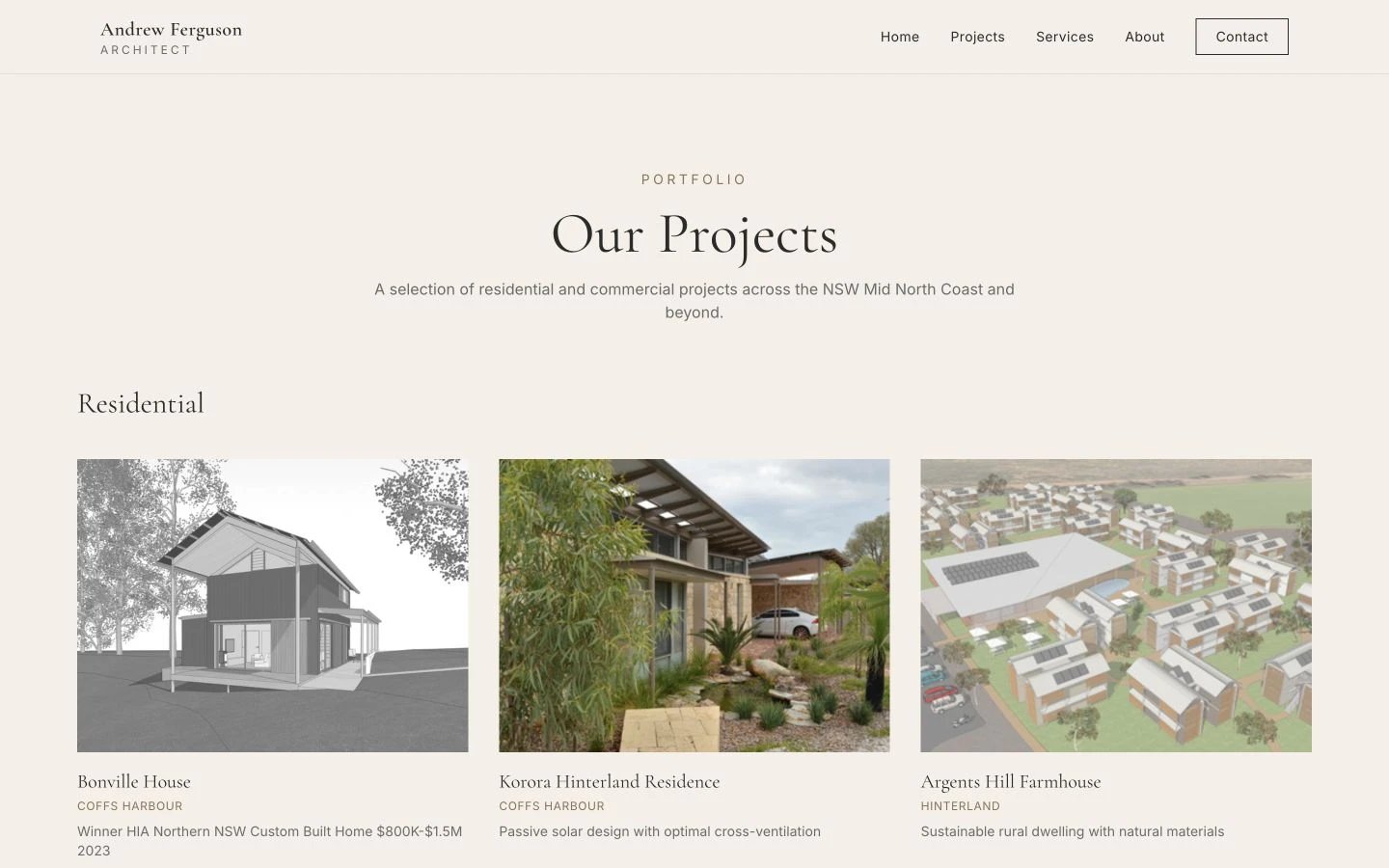 Andrew Ferguson Architect: Projects desktop layout