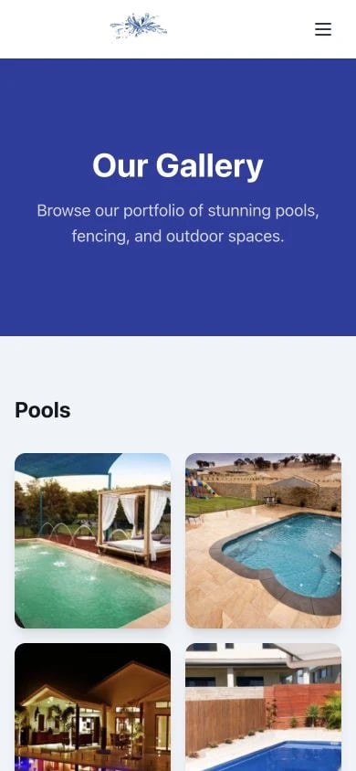 Garden City Pools: Gallery mobile layout