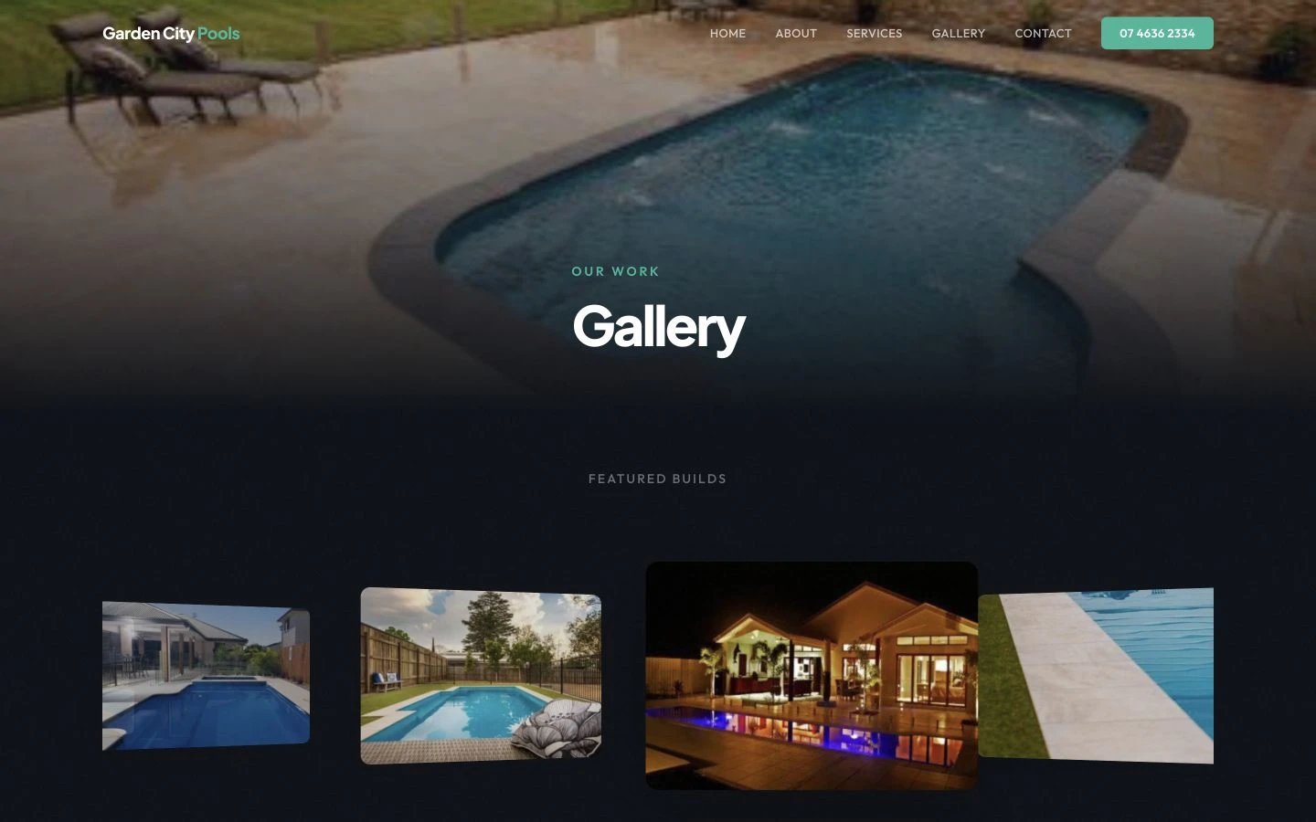 Garden City Pools: Gallery desktop layout