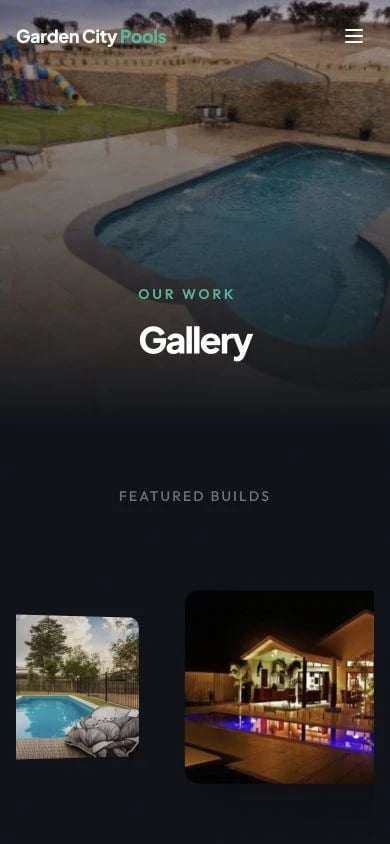 Garden City Pools: Gallery mobile layout