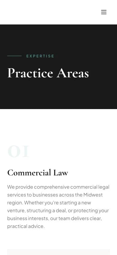 GC Lawyers: Practice Areas mobile layout