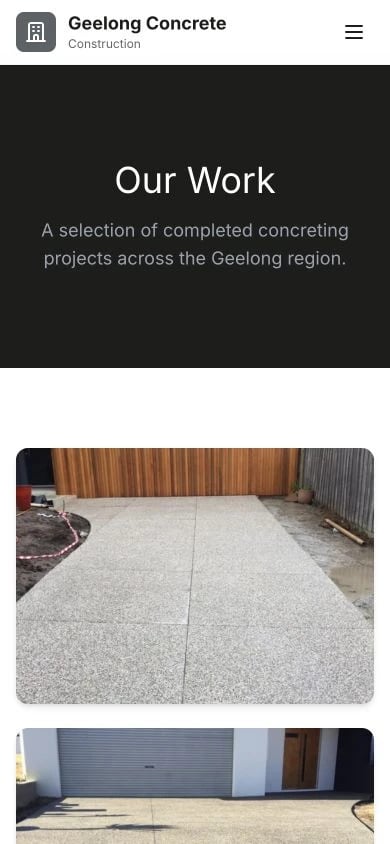 Geelong Concrete Construction: Gallery mobile layout