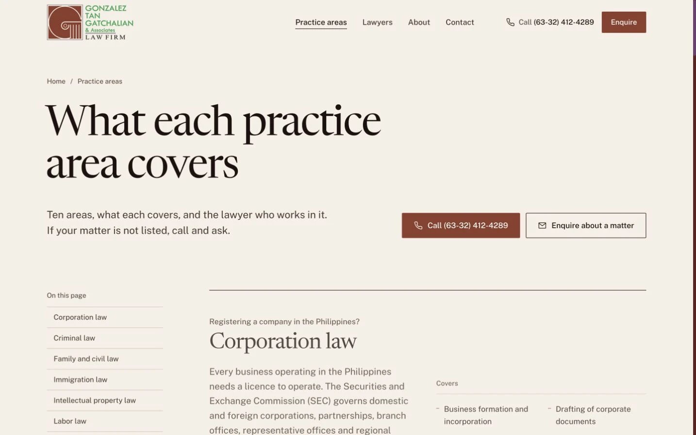 Gonzalez Tan Gatchalian & Associates: Practice desktop layout