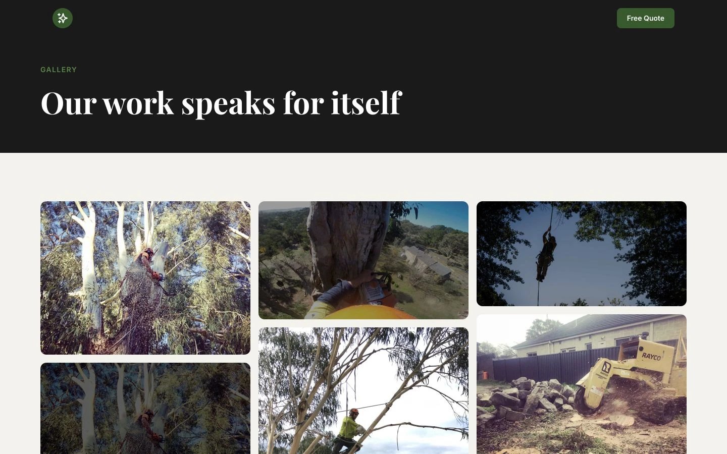 Gravity Tree Worx: Gallery desktop layout
