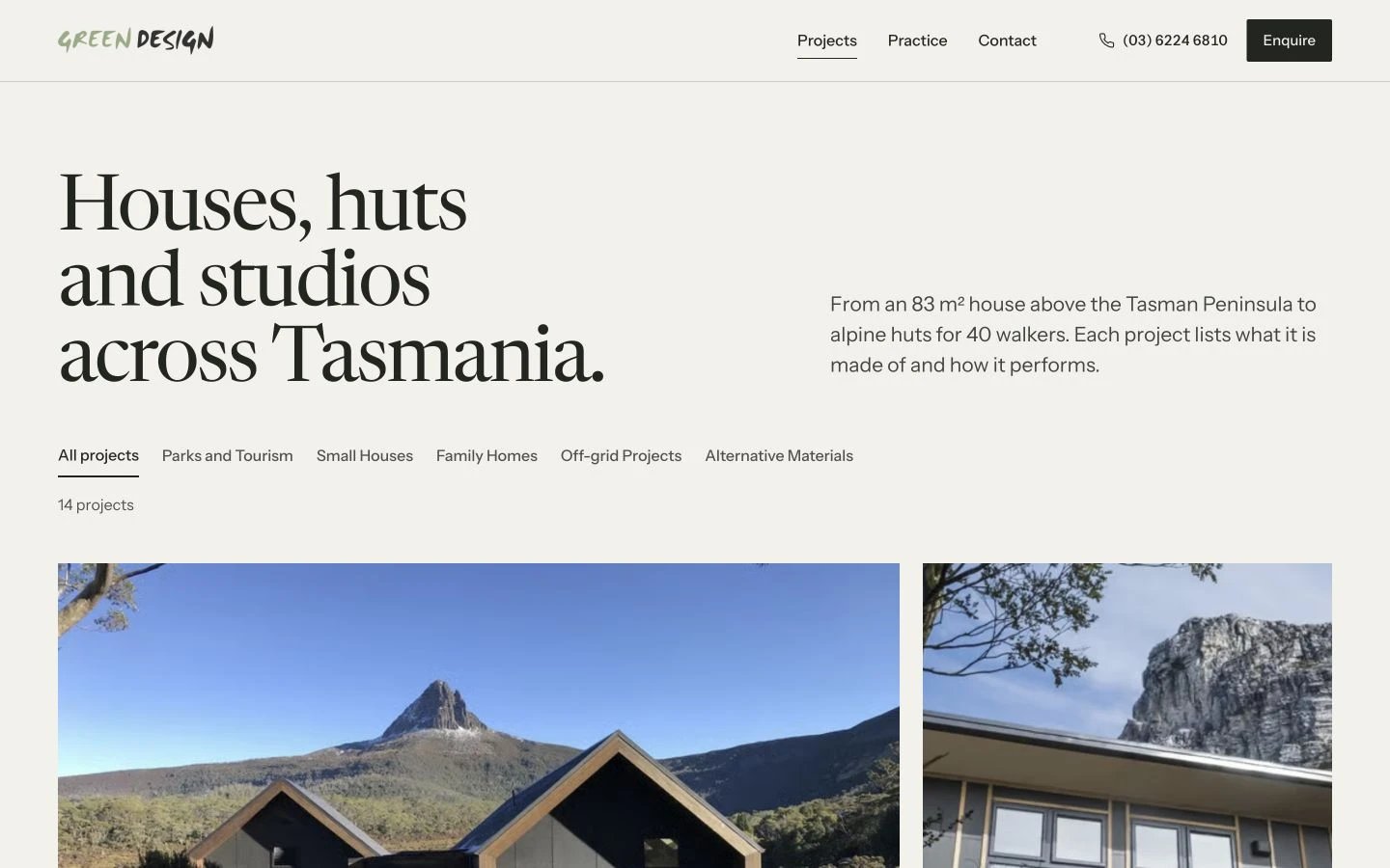 Green Design Architects: Projects desktop layout