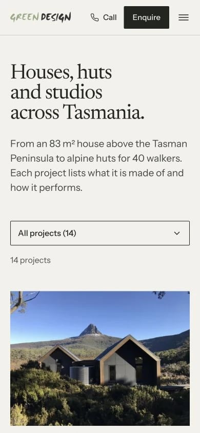 Green Design Architects: Projects mobile layout