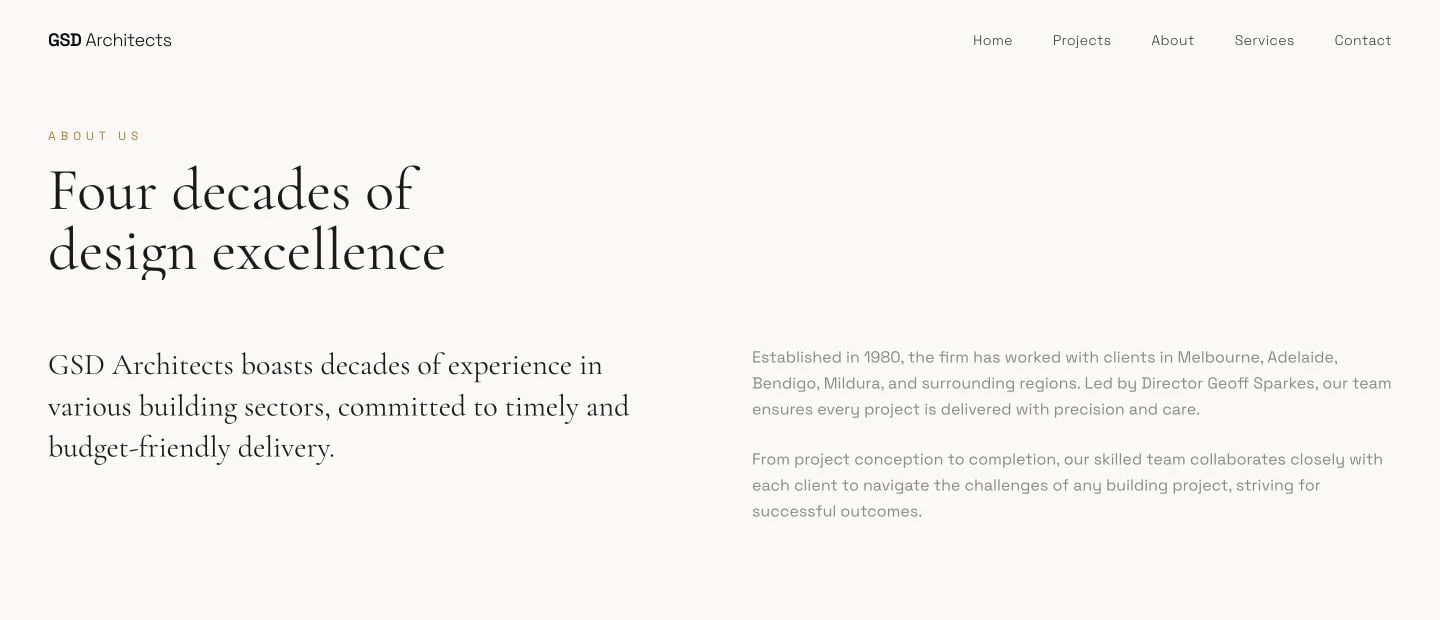 GSD Architects: About design, showing “Four decades ofdesign excellence”