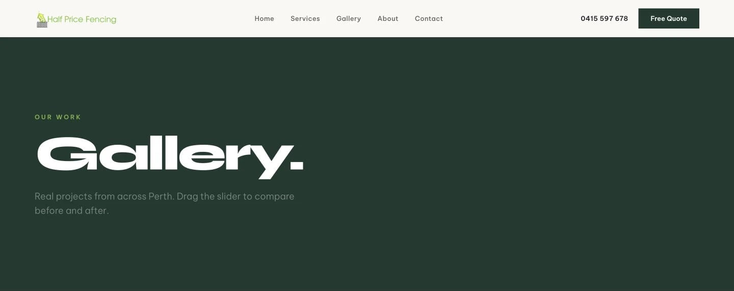 Half Price Fencing: Gallery desktop layout