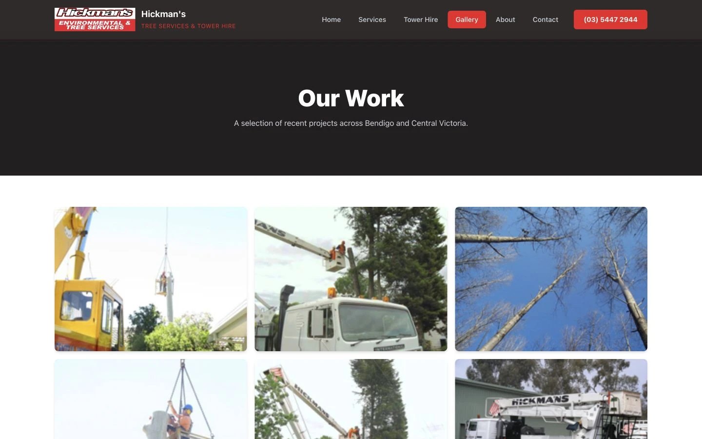 Hickman's Tree Services: Gallery desktop layout