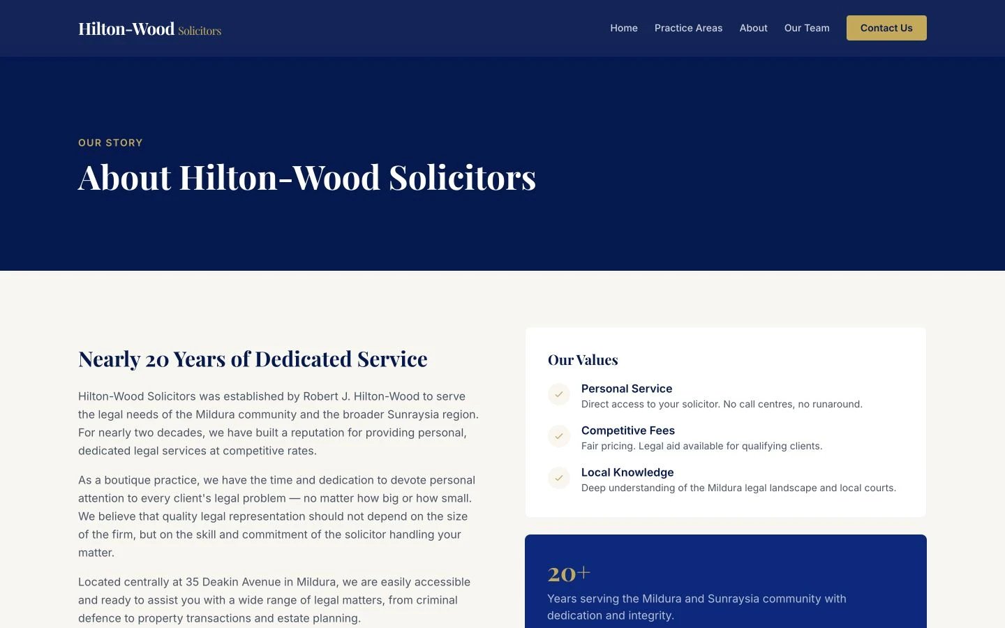 Hilton-Wood Solicitors: About design, showing “About Hilton-Wood Solicitors”