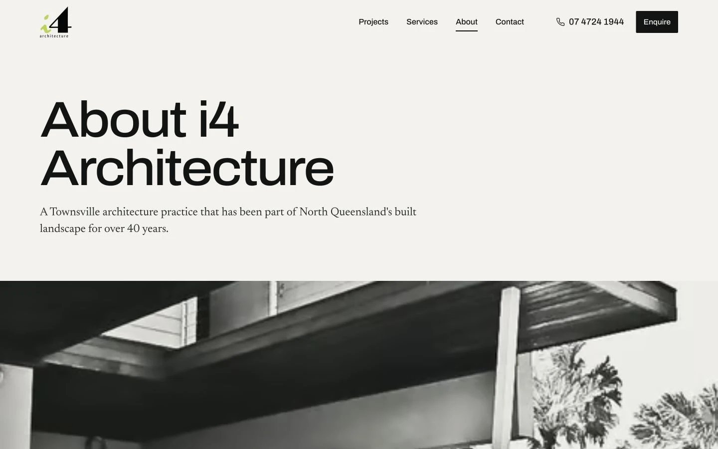i4 Architecture: About design, showing “About i4 Architecture”
