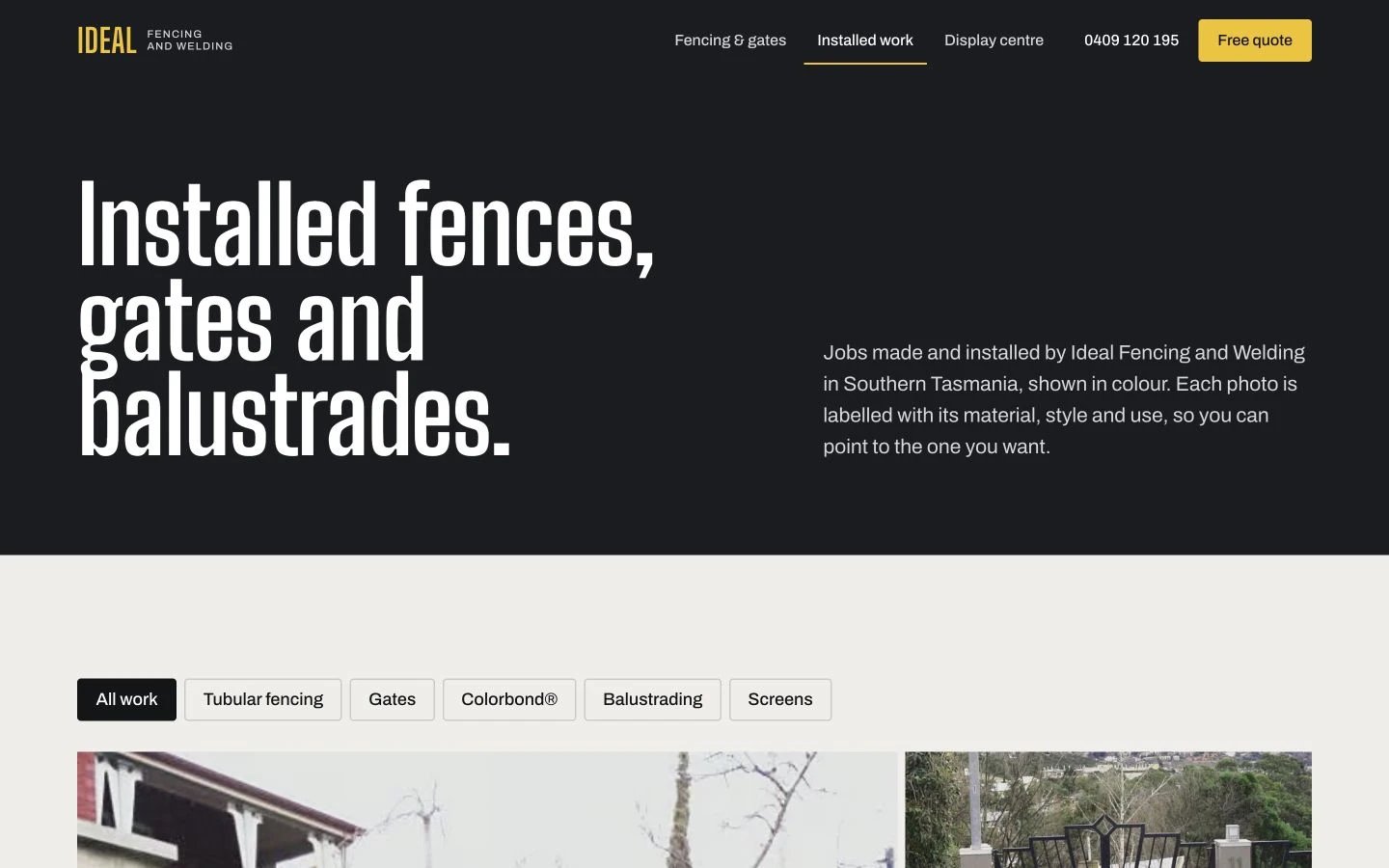 Ideal Fencing and Welding: Gallery desktop layout