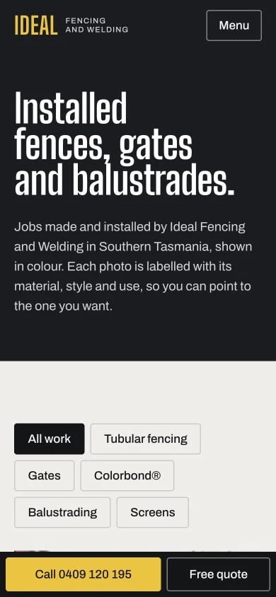Ideal Fencing and Welding: Gallery mobile layout